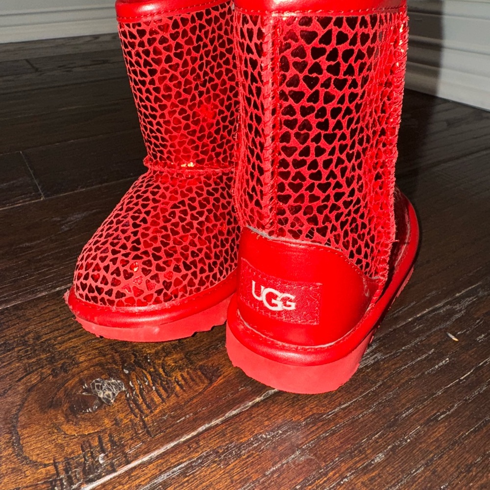 UGG Vibrant Red Heart Pattern Boots